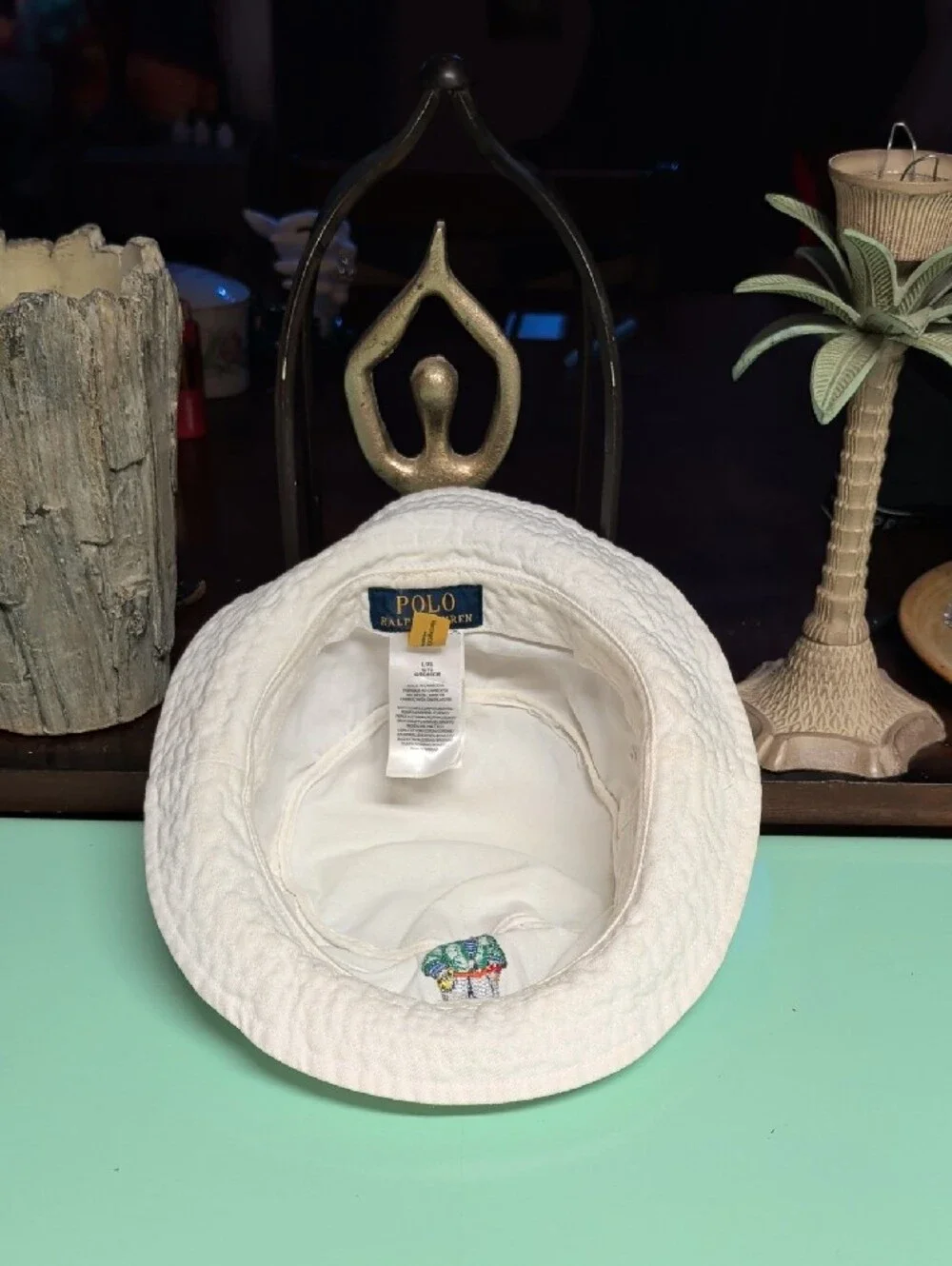 Polo by Ralph Lauren Cream Embroidered Bear Bucket Hat